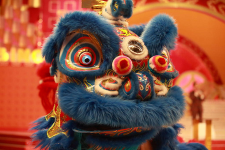 贺卡与舞狮, 红龙字舞狮舞狮线条风格可爱的中国设计与舞狮和灯