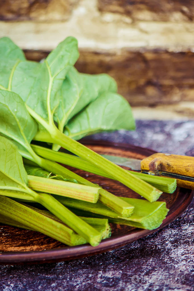 大黄对带纹理的背景.选择性的焦点