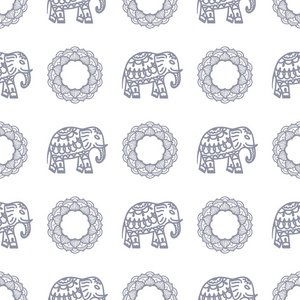 大象。东方装饰瑜伽海报