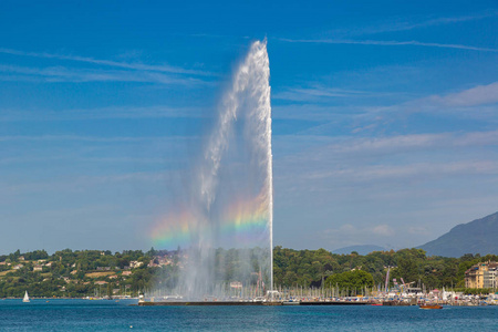 日内瓦湖和射流喷泉在日内瓦