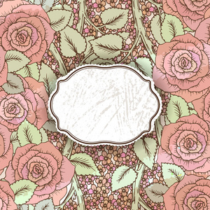 与老式的玫瑰贺卡可以用于婚礼 生日和其他节日和夏天的背景的邀请卡。矢量图和文本的地方