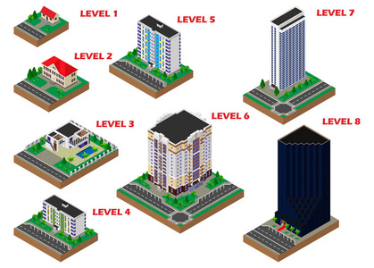 建设。公寓。设置。3d