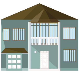 现代建筑立面建筑矢量图蓝色房子插画