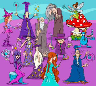 组的事情巫婆女巫和男巫卡通字符组照片