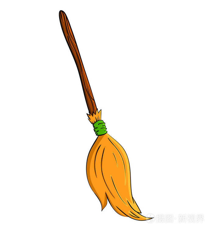 女巫的扫帚卡通矢量符号图标设计.美丽的说明