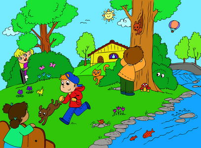捉迷藏孩子们图片-捉迷藏孩子们素材-捉迷藏孩子们插画-摄图新视界