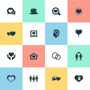 矢量图组的简单婚礼图标.