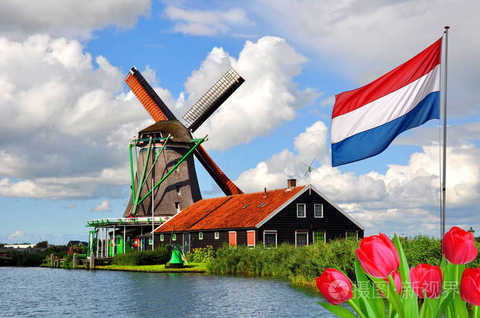 风车和桑斯安斯 schans,荷兰的房子