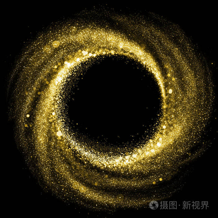 金粒子涡流效应.金色闪光圈转了一圈痕迹