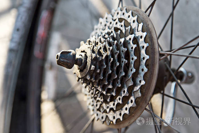 自行车修理自行车链特写