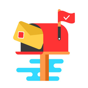 发送消息云的形状信箱的信.矢量平面卡通照片