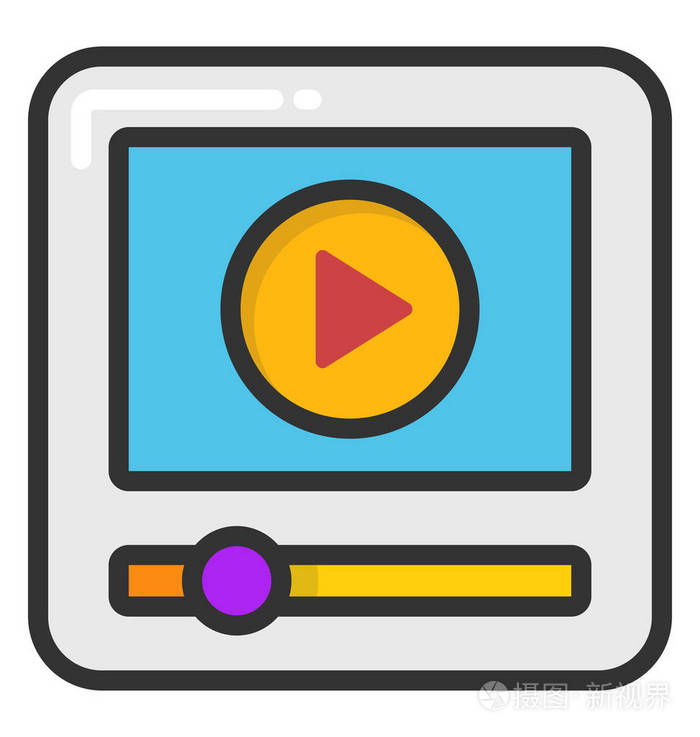 视频播放器矢量图标插画-正版商用图片0ub14i-摄图新视界