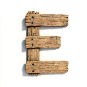 木材的字体，木板字体字母 E