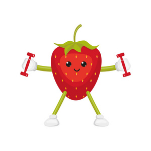 矢量平草莓字符做健身