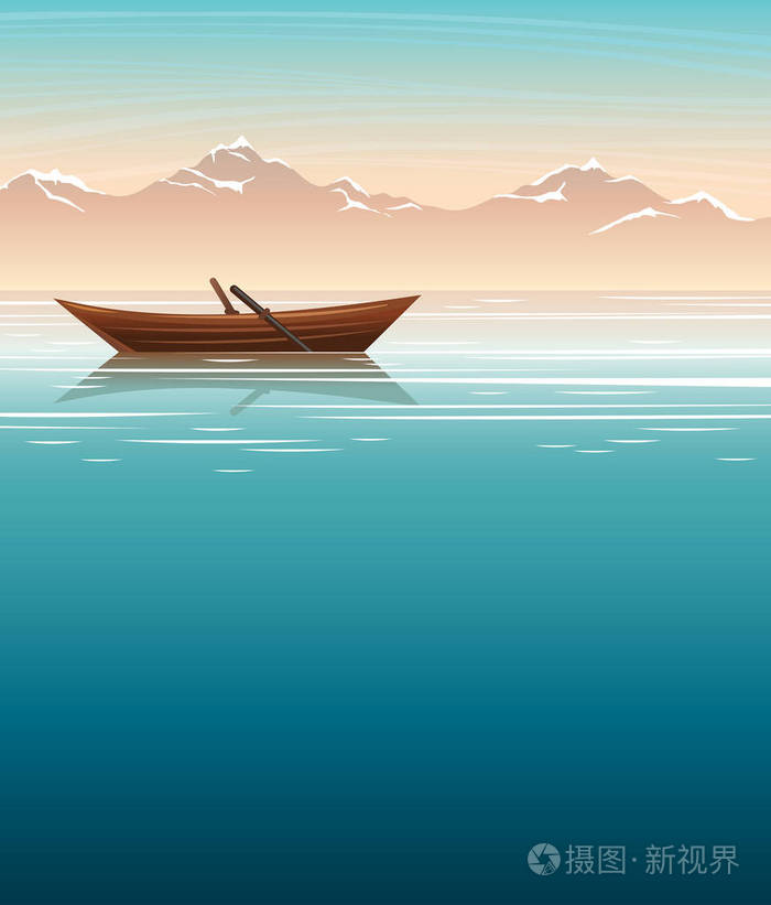 自然-山, 小船, 海洋和天空插画-正版商用图片0ub5f2-摄图新视界