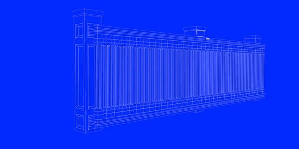 3d 渲染的蓝色背景上孤立的铁路蓝图