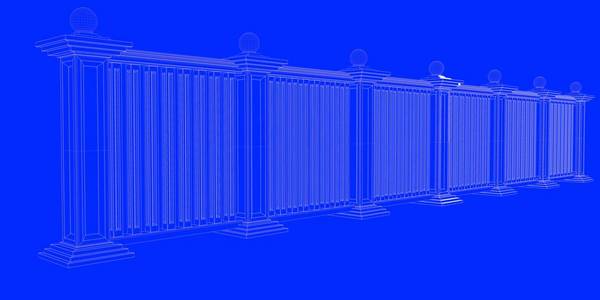 3d 渲染的蓝色背景上孤立的铁路蓝图