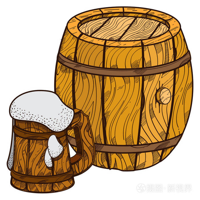 啤酒桶和杯子图标