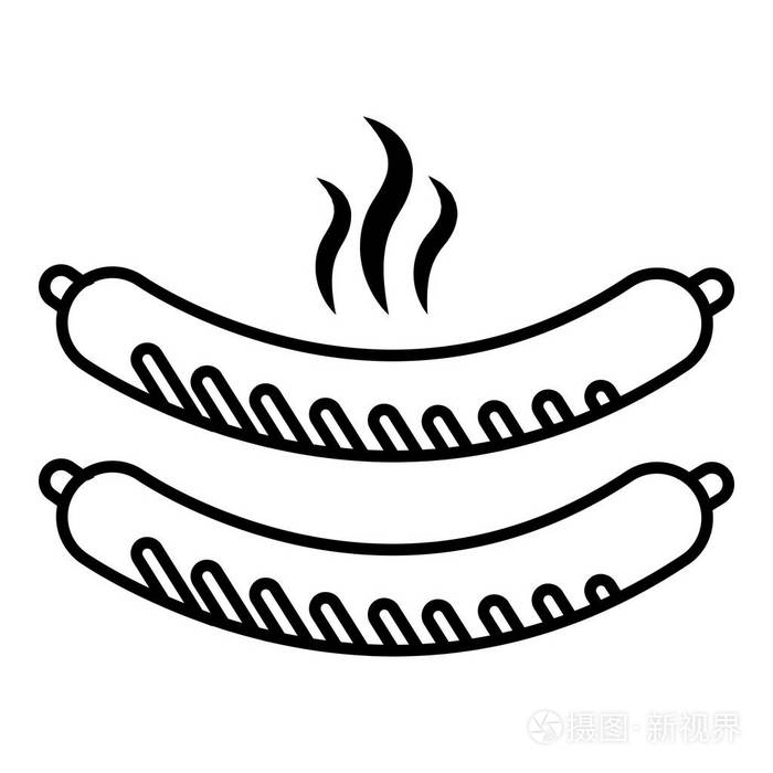 烤的香肠图标,轮廓线条样式插画-正版商用图片0ub8vd-摄图新视界