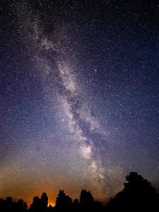 七彩树在夜空中看到的银河系