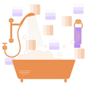 可爱的矢量图的多种浴室元素 淋浴 b
