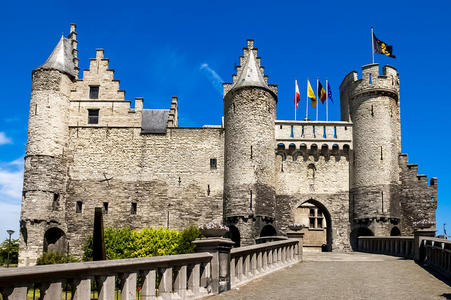 城堡石比利时安特卫普的石头城堡照片