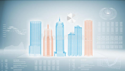 蓝色背景的高科技建筑图片