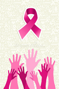 乳腺癌意识丝带女性手向量