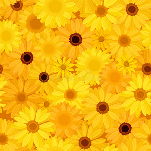 黄色花朵的无缝背景。
