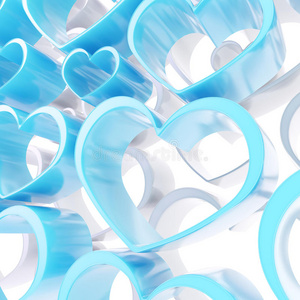 两个有光泽的蓝心图片
