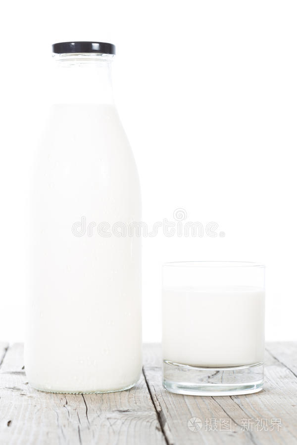 一瓶一杯的牛奶