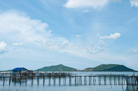 人行天桥 古老的 夏天 天空 码头 泰语 泰国 海洋 海滩