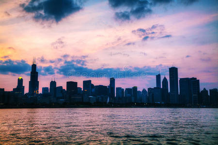 芝加哥市中心城市景观图片