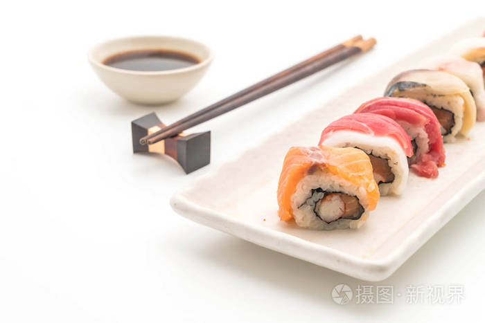 混合的寿司卷日本的食物风格