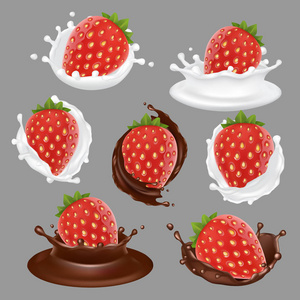 矢量草莓甜点图标集