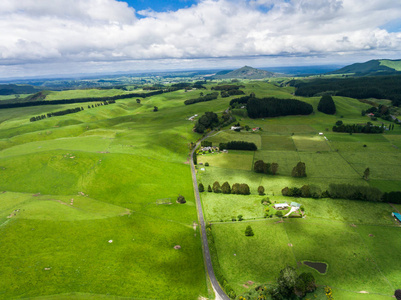 鸟瞰图羊农场山，新西兰罗托鲁阿，