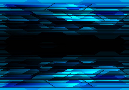抽象的蓝色多边形未来派在黑色设计现代科技背景矢量图