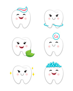 口腔卫生与牙齿清洁图标设置