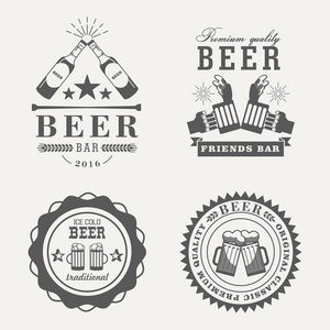 复古或旧啤酒徽章或迹象
