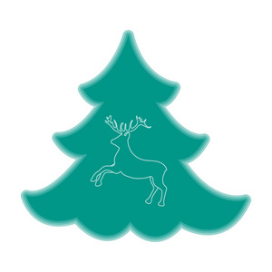 可爱的例证，在圣诞节或新年的主题。鹿 silhoue
