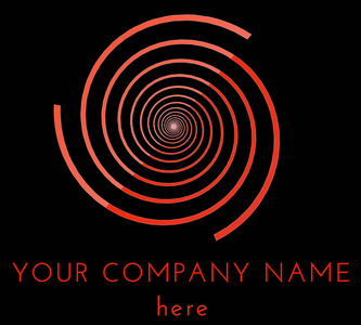 孤立在黑色背景的红色漩涡标志模板插画