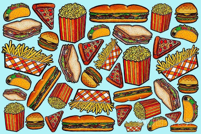 垃圾食品模式设计插画-正版商用图片0udgyc-摄图新视界