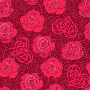 红玫瑰与背景风趣的爱情心无缝模式