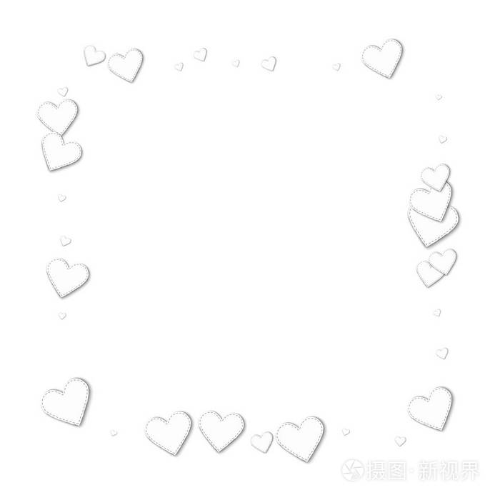 漂亮的白色纸心广场上白色背景矢量图抽象形状