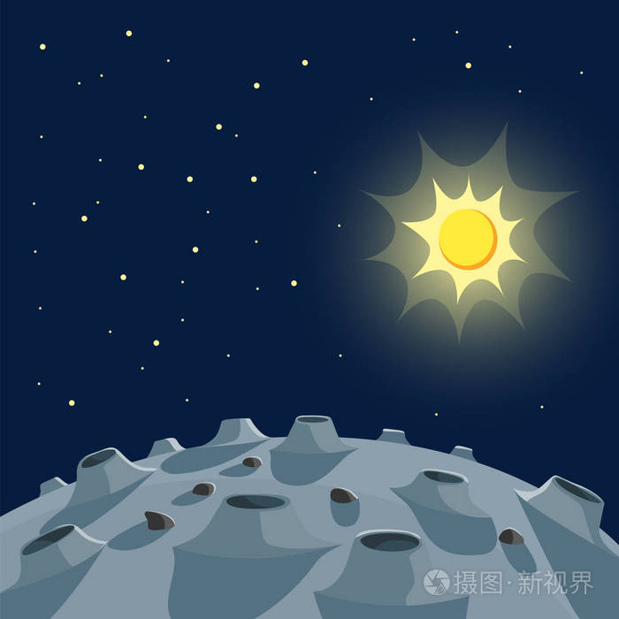 月球和太阳在天空中.矢量图插画-正版商用图片0udmp7-摄图新视界