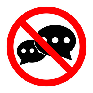 标志禁止在白色背景上的谈话照片