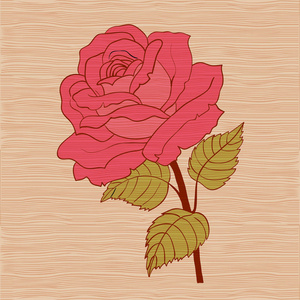 红玫瑰卡通风格木制背景图片