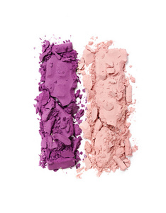 紫色和浅褐色的碎的眼影化妆美容产品的样品作为