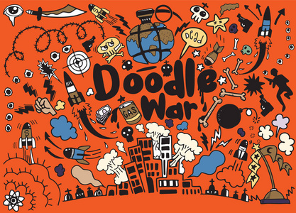 手绘涂鸦战争合集,矢量图照片