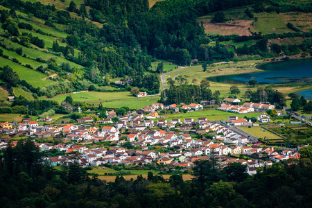 美丽的景色，Sete Cidades 村的圣米格尔岛，亚速尔群岛，葡萄牙